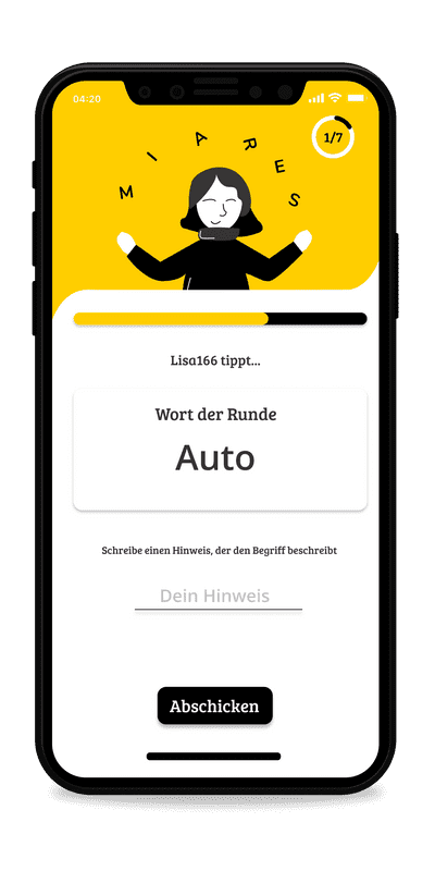 App Screenshot of 1 Wort & 1 Hinweis - Teamspiel
